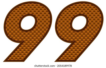Number Ninety Nine Vector Illustration. Orange Patterned Number 99 Isolated On A White Background
