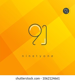 Number ninety one, Digit 91 Logo Icon vector template.