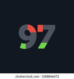 Number ninety seven 97 Logo Icon, filled with line pattern. Vector 

