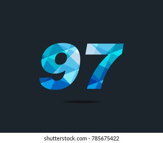 Number ninety seven 97 Logo Icon, filled with geometric pattern. polygon letter. Vector Element.
