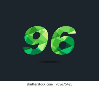 Number ninety six 96 Logo Icon, filled with geometric pattern. polygon letter. Vector Element.
