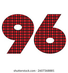 Number Ninety Six With Argyle Pattern Vector Illustration. Number 96 Isolated On A White Background