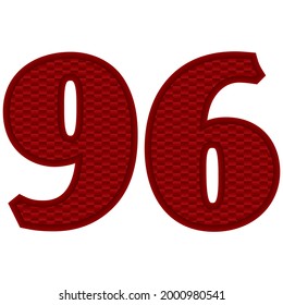 Número Noventa Y Seis Vectores Ilustración. Rojo Número 96 Con Patrón Abstracto Aislado En Fondo Blanco
