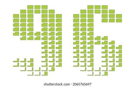 Number Ninety Six Vector Illustration. Green Number 96 Isolated On A White Background
