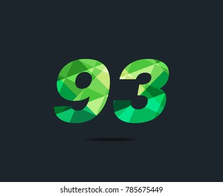Number ninety three 93 Logo Icon, filled with geometric pattern. polygon letter. Vector Element.
