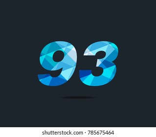 Number ninety three 93 Logo Icon, filled with geometric pattern. polygon letter. Vector Element.
