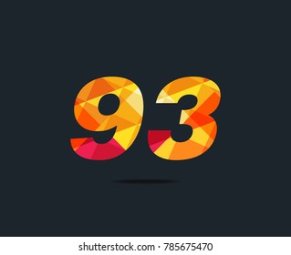Number ninety three 93 Logo Icon, filled with geometric pattern. polygon letter. Vector Element.
