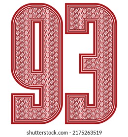 Número Noventa Y Tres Con Patrón Geométrico Resumen. Red Numero 93 Aislado En Un Fondo Blanco
