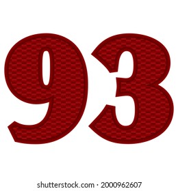 Número Noventa Y Tres Vectores Ilustración. Rojo Número 93 Con Patrón Abstracto Aislado En Fondo Blanco
