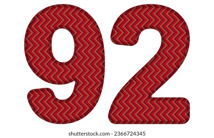 Number Ninety Two With Abstract Geometric Pattern. Number 92 Isolated On A White Background