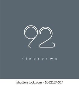 Number ninety two, Digit 92 Logo Icon vector template.