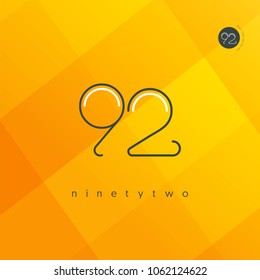 Number ninety two, Digit 92 Logo Icon vector template.