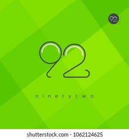 Number ninety two, Digit 92 Logo Icon vector template.