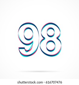 Number Ninety-eight, 98 hand drawn with blue and pink highlighters, isolated on a blank background.
Vector illustration, easy to edit, manipulate, resize or colorize.