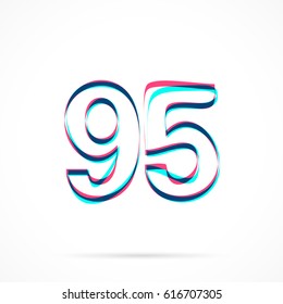 Number Ninety-five, 95 hand drawn with blue and pink highlighters, isolated on a blank background.
Vector illustration, easy to edit, manipulate, resize or colorize.