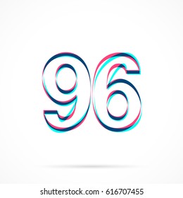 Number Ninety-six, 96 hand drawn with blue and pink highlighters, isolated on a blank background.
Vector illustration, easy to edit, manipulate, resize or colorize.