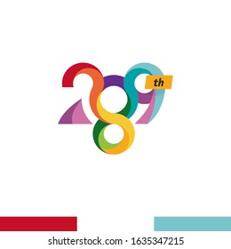 number numeral color colorful rainbow 289, vector element template can be used as city birthday or sports number for competitions. Simple creative geometric sign Emblem