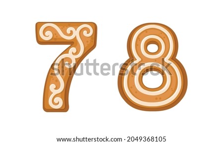 Number and Numeral as Freshly Baked Cookie and Christmas Holiday Treat Vector Set
