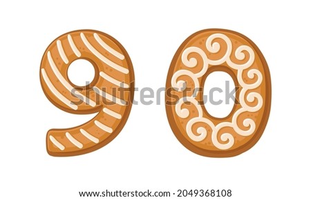Number and Numeral as Freshly Baked Cookie and Christmas Holiday Treat Vector Set