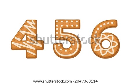 Number and Numeral as Freshly Baked Cookie and Christmas Holiday Treat Vector Set