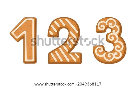 Number and Numeral as Freshly Baked Cookie and Christmas Holiday Treat Vector Set