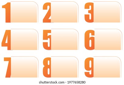 number numeral one to nine field to text golden orange text