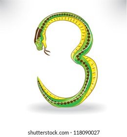 number numeral three for 2013 - year snake vector