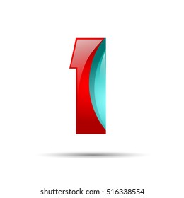 Number one 1 colorful 3d volume icon. Vector design for banner, presentation, web page, card, labels or posters.