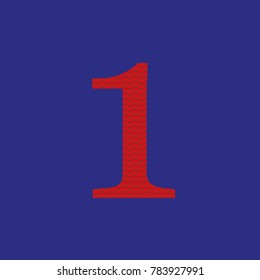 number one 1 with embroidery texture vector