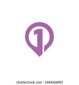 Number One 1 First Location Navigation Pin Point Logo Vector