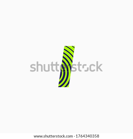 number one (1) in green and blue color on curved lines, editable vector