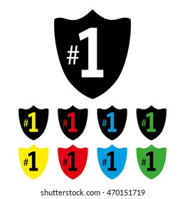 The Number One #1 icon or label, vector illustration.