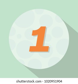 number one 1 illustration with flat style in circle with long shadow