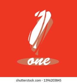 Number One, 1 isolated on red background with shadow. Vector illustration, easy to edit. Template for your design, website, brochure, cover, business annual report