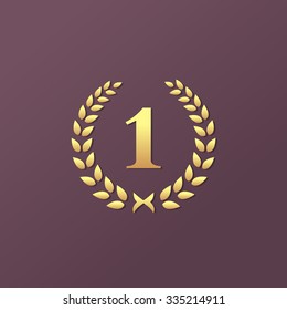 Number one 1 laurel wreath logo icon design template elements