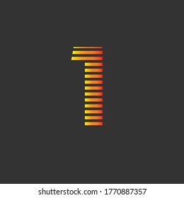 number one (1), lines in orange on dark gray background vector