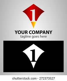 number one 1 logo icon design template elements
