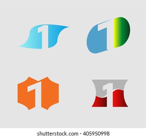 Number one 1 logo icon template set
