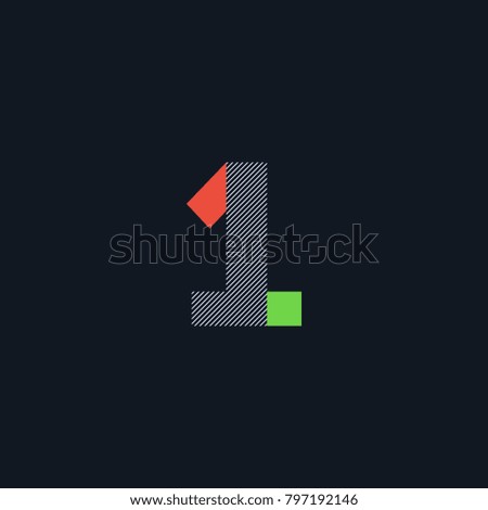 Number one 1 Logo Icon, filled with line pattern. Vector 