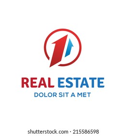 Number One 1 Real Estate Sign Logo Icon Design Template With House And Arrow. Vector Color Sign.