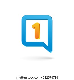 Number one 1 speech bubble logo icon design template elements. Vector color sign.