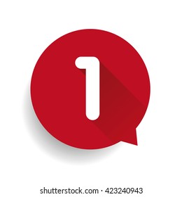 Number one 1 speech bubble red