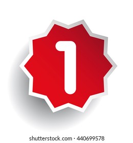 Number one 1 star red