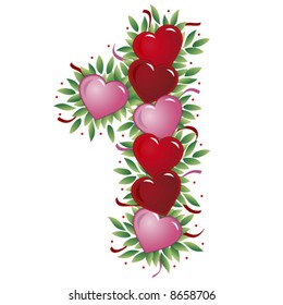 Number one - 1 - Valentine heart