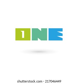 Number one 1 word logo icon design template elements. Vector color sign.