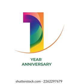 number one 1 year anniversary logo type