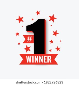 number one 1st place winner sign in flat style