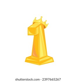number one 3d gold with crown vector element template design 