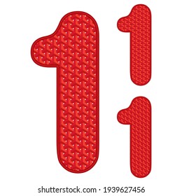 Number One With 3D Pattern Vector Illustration. Number 1 Isolated On White Background
