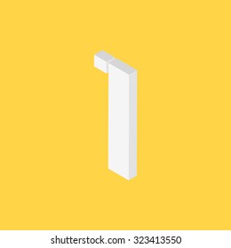 Number One with 3D style on yellow background, 1, vector illustration